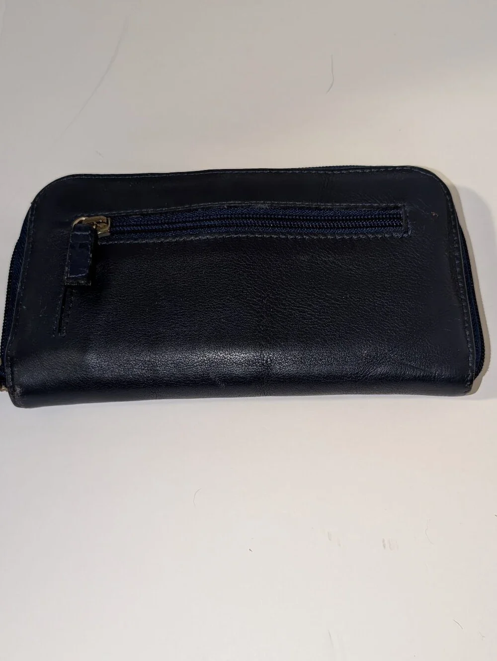 Navy Blue Zip Around Continental Wallet Card Organizer